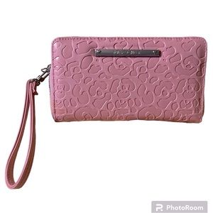 Betsey Johnson Wristlet Pink w/ Embossed Leopard Print